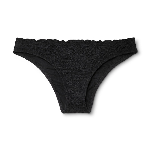 Mossimo Crochet Cheeky Swim Bikini Bottom Black S - Picture 3 of 8